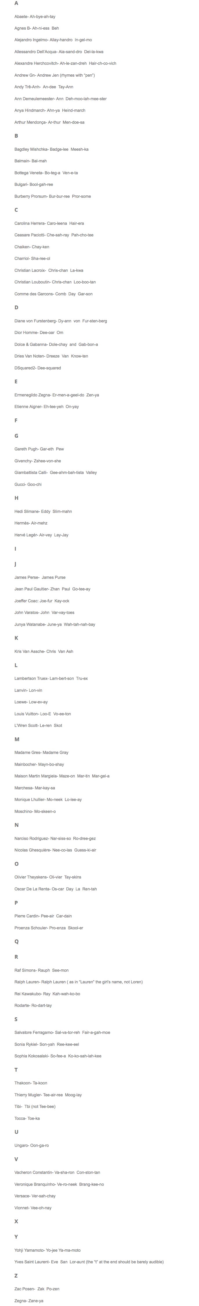 Designer Pronunciation Guide