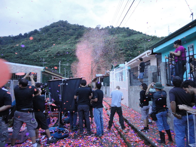 Flower Petals Over Town In Costa Rica for Sony advert